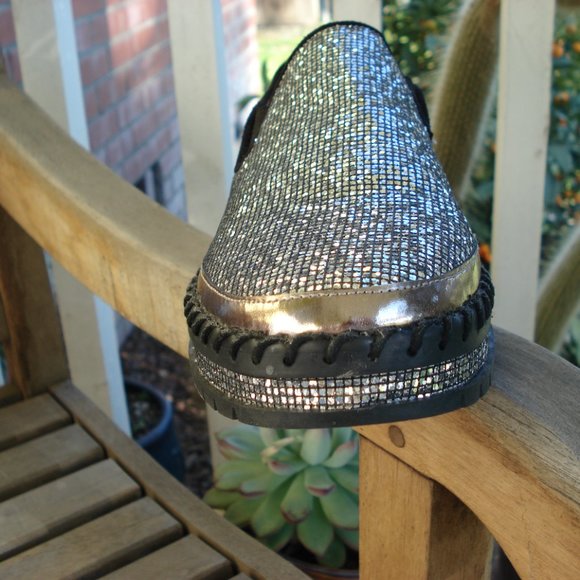 JOLIMALL Silver Glitter Slip On Sneakers Sz 10 - Picture 8 of 8